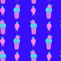 Strawberry ice cream seamless pattern colorful doodle vector