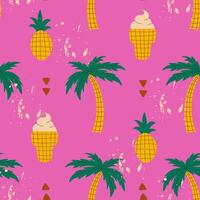 Vintage summer seamless pattern with palm tree vector