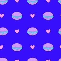 macaron sin costura modelo con corazón forma en vistoso garabatear estilo vector