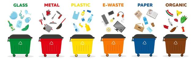 Waste sorting recycling concept. vector