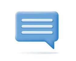 Blue 3d Chat bubble. Speech or speak bubble icon. Chatting box, message and tallking cloud. Social network communication concept. vector