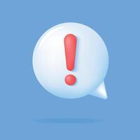 3d Chat bubble with Exclamation point. White Speech or speak bubble with danger sign. vector