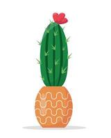 Decorative house Cactus with flower in pot isolated vector