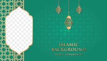 Islamic Ramadan Kareem Eid Mubarak Arabic Luxury Ornamental Background with Islamic Pattern and Decorative Ornament Frame vector