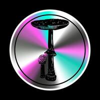 Holographic sticker with  mushroom in a trendy retro style. Vector Graphic with textured foil effect.