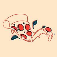 Pizza.  Vector illustration with risograph print effect
