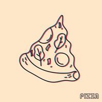 Pizza. vector ilustración con risografía impresión efecto