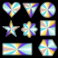 Set of Holographic template sticker in a trendy y2k style.Vector Graphic with textured foil effect vector