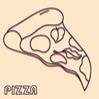 Pizza.  Vector illustration with risograph print effect