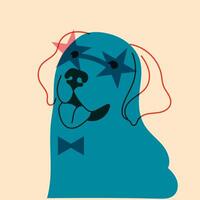 perro, perrito en lentes. avatar, insignia, póster, logo plantillas, impresión. vector ilustración en un minimalista estilo con riso impresión efecto. plano dibujos animados estilo