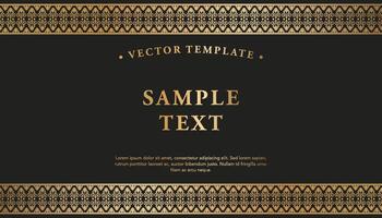 Elegant Black and Gold Background with Gold Border Frame Floral Seamless Pattern vector