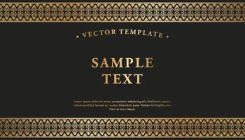 Elegant Black and Gold Background with Gold Border Frame Floral Seamless Pattern vector