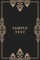 Elegant Black and Gold Background with Gold Border Frame Floral Seamless Pattern vector