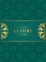 Greeting card invitation with floral ornaments, gold ornamental pattern background vector