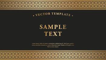 Elegant Black and Gold Background with Gold Border Frame Floral Seamless Pattern vector