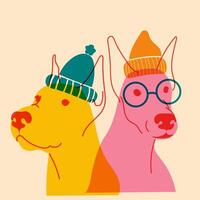 perro, perrito en lentes. avatar, insignia, póster, logo plantillas, impresión. vector ilustración en un minimalista estilo con riso impresión efecto. plano dibujos animados estilo