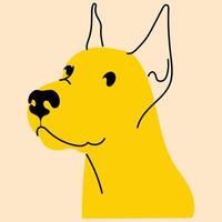 Yellow, fancy dog, puppy. Avatar, badge, poster, logo templates, print. Vector illustration in flat cartoon style