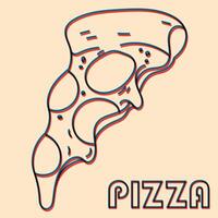 Pizza.  Vector illustration with risograph print effect