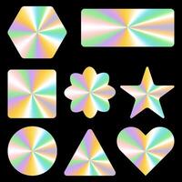 Set of Holographic template sticker in a trendy y2k style.Vector Graphic with textured foil effect vector