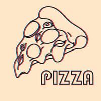 Pizza.  Vector illustration with risograph print effect