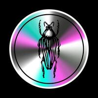 Holographic sticker with  insect, bug in a trendy retro y2k style. Vector Graphic with textured foil effect.