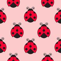 Seamless pattern. Red ladybug. Vector illustration