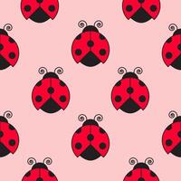 Seamless pattern. Red ladybug. Vector illustration