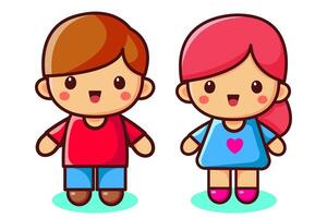 Two children. Boy and girl. Vector illustration in flat style