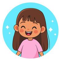 Smiling girl. Happy child. Avatar for social networks. Vector illustration