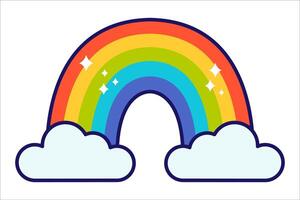 Vector illustration of rainbow and clouds.