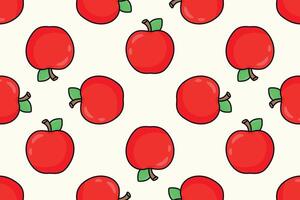 Seamless pattern ripe red apple. Vector illustration