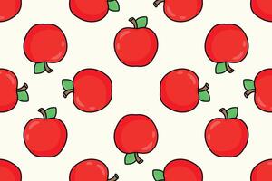 Seamless pattern ripe red apple. Vector illustration