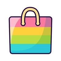 Bright striped beach bag. Vector illustration.