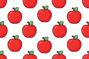 Seamless pattern ripe red apple. Vector illustration