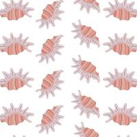 Sea figured shells seamless pattern. Trendy seashell pattern for wrapping paper, wallpaper, stickers, notebook cover and other designs. vector