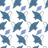 Sea stingray seamless pattern. Fashionable sea ray pattern for wrapping paper, wallpaper, stickers, notebook cover and your other designs. vector