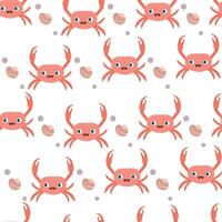 Sea crab seamless pattern.  Trendy Cartoon crab pattern for wrapping paper, wallpaper, stickers, notebook cover and other designs. vector