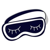 A blindfold for sleeping. The sleep mask icon. Illustration of a vector icon of a mask for sleeping while traveling. A blindfold with a pattern of closed eyes with eyelashes. Blue smear on the eyes