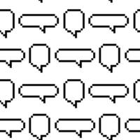 A pattern of dialog clouds in pixels. Dialog bubbles isolated on a white background, Vector illustration in pixel art. Flat black elements in squares. The texture is seamless