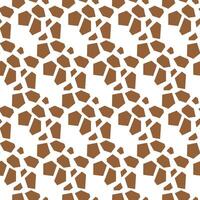 The pattern is an abstract geometric shape imitation of giraffe skin. The broken shape of large brown spots of figures on a white background. Simple chaos in a seamless texture. Animal Texture vector