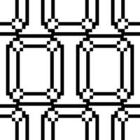 Pattern with the diamond-shaped gemstone sign is made in the form of pixels. Retro video game with black outlines in pixel art. Small squares are drawn in the form of a pattern. Seamless illustration vector