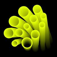 The bright lemon tubes turn and shrink. The path of lemon pipes in a black background. Bright ring isolated vector illustration. Repeated twisted tubes form a line