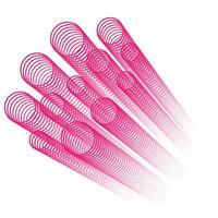 Repeated circles on the reduction are arranged along like a tube. The path of pink rings in a white background. Bright ring isolated vector illustration. Repeated rings form a line