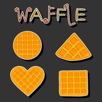 Illustration on theme big kit different types biscuit waffle with cell, dessert cookie vector