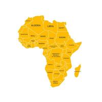 Africa political map with names of the biggest countries. Flat vector illustration isolated on white background.