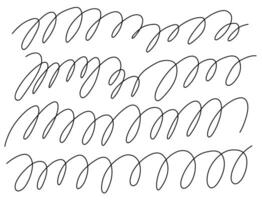 Hand drawn thin swirled lines collection. Doodle style vector black line illustration isolated on white background.