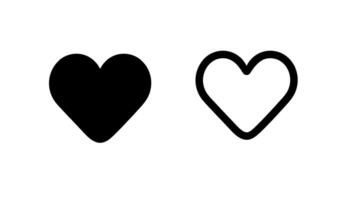 Heart icons set. Vector black glyph and line icons isolated on white background.