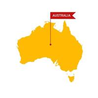 mapa de Australia con palabra Australia en un en forma de bandera marcador. vector aislado en blanco antecedentes.