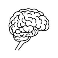 Human brain side view. Black line vector illustration.