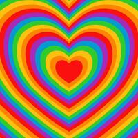 Rainbow stripes heart square background. LGBT community pride concept vector illustration.